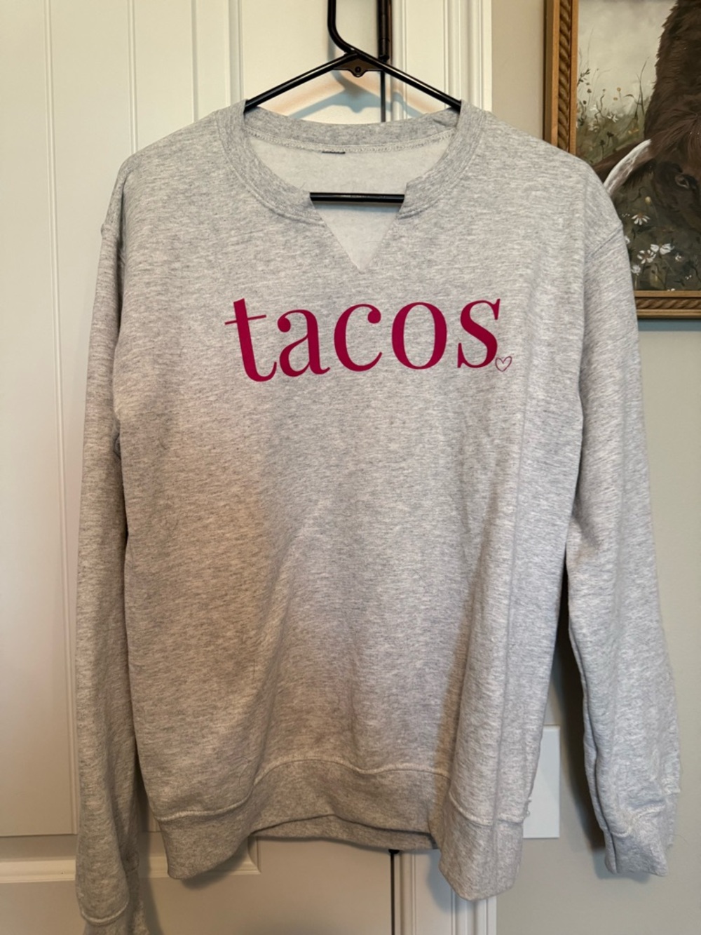 Gray "tacos" and “margs” reversible Graphic Sweatshirt